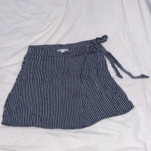 American Eagle Outfitters Navy Striped Mini Wrap Skirt